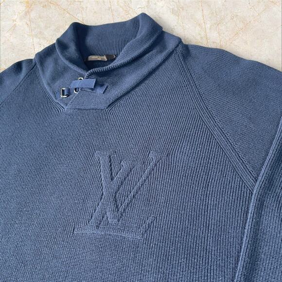 Louis Vuitton Shawl Collar Sweater Pullover Men’s Large Luxury Designer LV, Blue - Picture 1 of 16